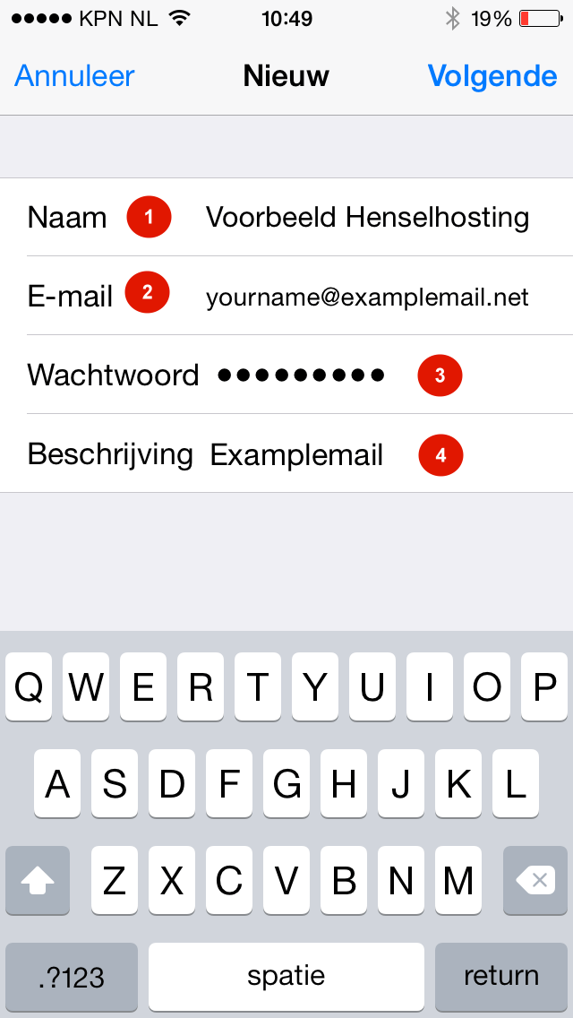 Stap 2 - iPhone email instellen